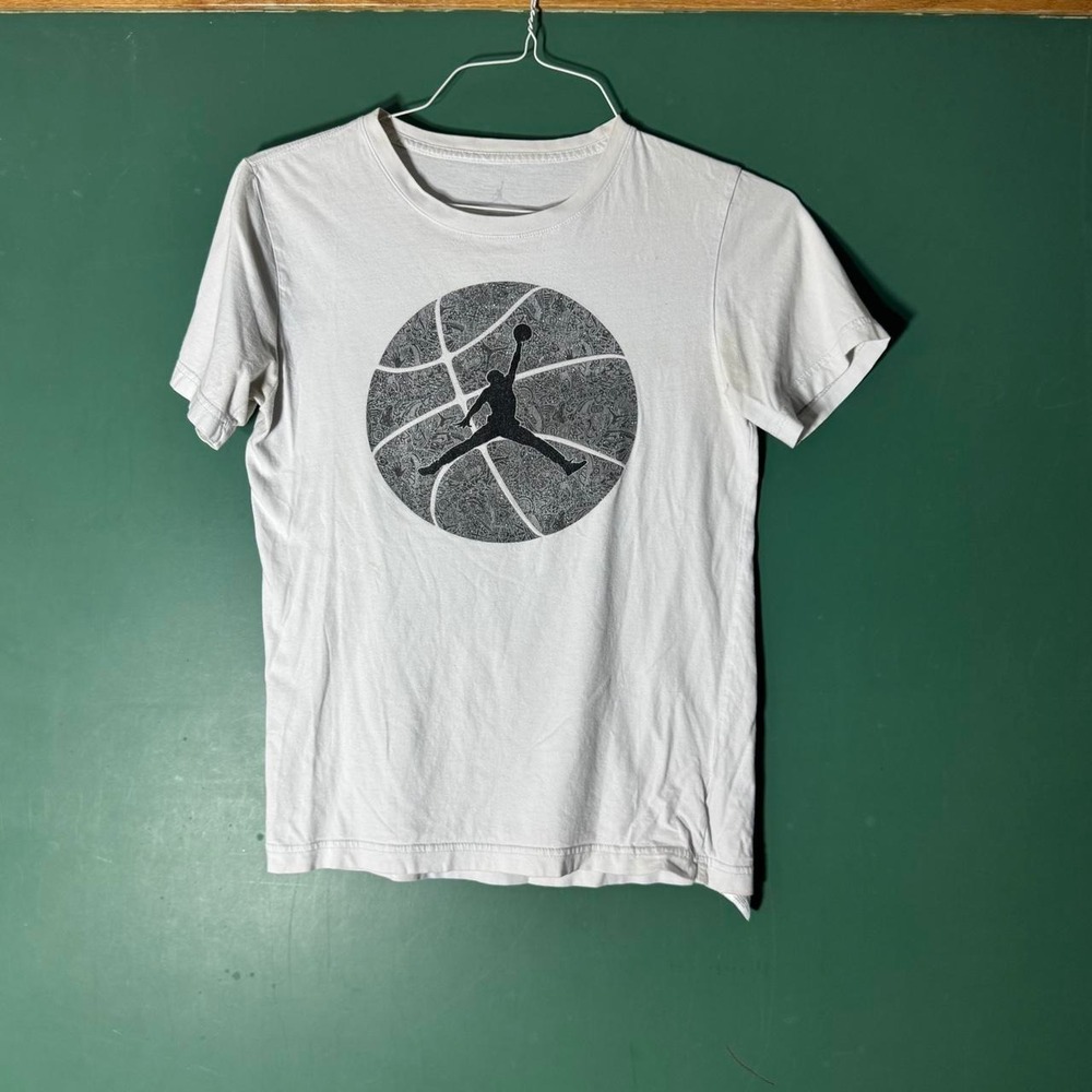 Air Jordan Jumpman Sparkly Basketball Graphic Tee White Kids Large